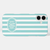 Aqua en witte gemerkte strepen Case-Mate iPhone case (Achterkant (horizontaal))