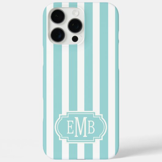 Aqua en witte gemerkte strepen Case-Mate iPhone case (Achterkant)