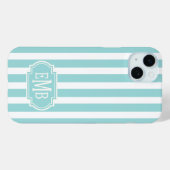 Aqua en witte gemerkte strepen Case-Mate iPhone case (Achterkant (horizontaal))