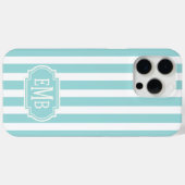 Aqua en witte gemerkte strepen Case-Mate iPhone case (Achterkant (horizontaal))