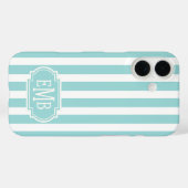 Aqua en witte gemerkte strepen Case-Mate iPhone case (Achterkant (horizontaal))