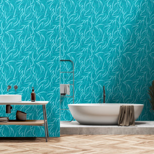 Aqua en witte golven behang