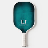 Aqua en witte monogram pickleballpaddle pickleball paddle (Voorkant)