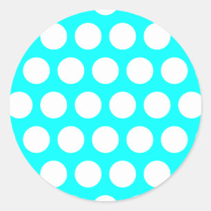 Aqua en witte polka stippen ronde sticker