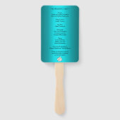 Aqua en witte rozen bruiloft programma handwaaier (Achterkant)