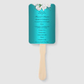 Aqua en witte rozen bruiloft programma handwaaier (Voorkant)