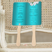 Aqua en witte rozen bruiloft programma handwaaier