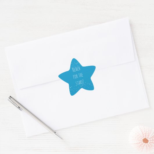 Aqua en witte sterren ster sticker (Envelop)