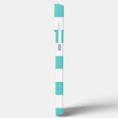 Aqua- en witte strepen en palmbomen met naam Case-Mate iPhone case (Achterkant / Links)