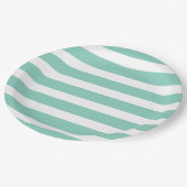 Aqua en witte strepen papieren bordje (Gekanteld)