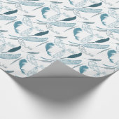 Aqua en Witte Veren Cadeaupapier (Hoek)