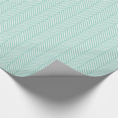 Aqua en witte visgraat cadeaupapier (Hoek)