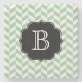 Aqua en witte visgraat Chevron Patroon Stenen Onderzetter (Voorkant)