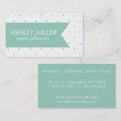 Aqua en Yellow Polka Dot Ribbon Visitekaartje (Voorkant / Achterkant)