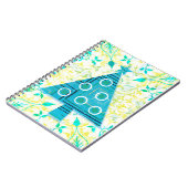 Aqua en Yellow Retro Christmas Tree Journal Notitieboek (Linkerzijde)