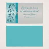 Aqua en Zilver Quinceanera/Sweet 16 Favor Tag Visitekaartjes (Voorkant /achterkant)