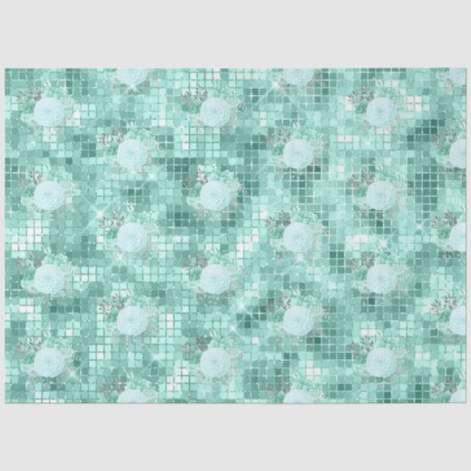 Aqua en Zilver Serie Design 12 Tissuepapier (Voorkant)