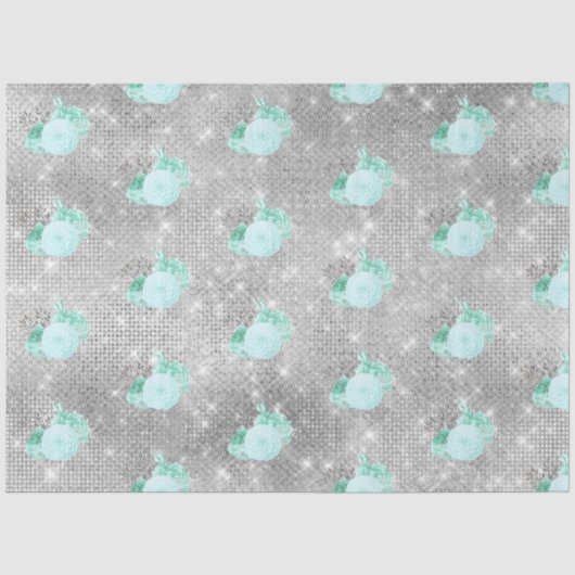 Aqua en Zilver Serie Design 14 Tissuepapier (Voorkant)