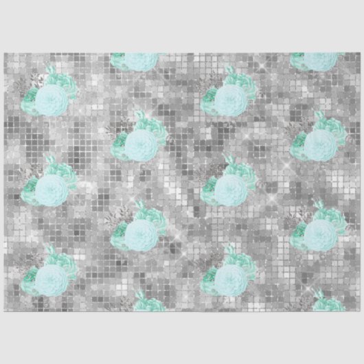 Aqua en Zilver Serie Design 8 Tissuepapier (Voorkant)