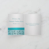 Aqua en Zilveren Bloemen danken u kaarden met Foto Bedankkaart (Binnen)