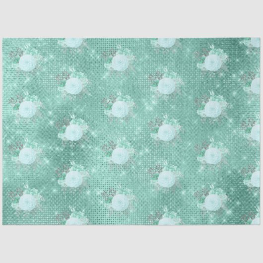 Aqua en Zilveren Reeks Ontwerp 13 Tissuepapier (Voorkant)