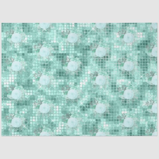 Aqua en Zilveren Reeksontwerp 12 Tissuepapier (Voorkant)