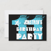 AQUA en ZWART 11e verjaardagsfeestje 11 jaar oud V Kaart (Voorkant)