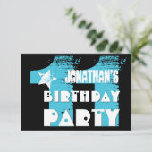 AQUA en ZWART 11e verjaardagsfeestje 11 jaar oud V Kaart (Staand voorkant)