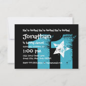 AQUA en ZWART 11e verjaardagsfeestje 11 jaar oud V Kaart (Achterkant)