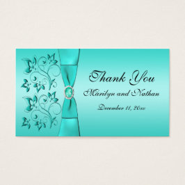 Aqua en zwart bloemenbruiloft gunst Label Visitekaartjes