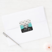 Aqua en zwart diamanten hart dank u Labels (Envelop)
