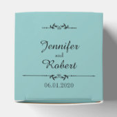 Aqua en Zwart Elegant Bruiloft Favor Box Bedankdoosjes (Bovenkant)