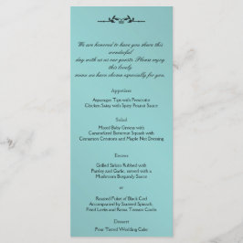 Aqua en Zwart Elegant Bruiloft Menu