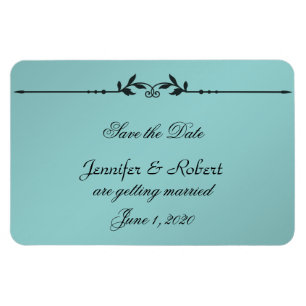 Aqua en Zwart Elegant Bruiloft Save the Date Magneet