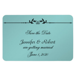 Aqua en Zwart Elegant Bruiloft Save the Date Magneet