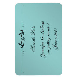 Aqua en Zwart Elegant Bruiloft Save the Date Magneet