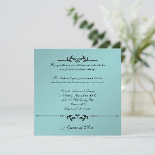 Aqua en zwart Elegant Jubileum Kaart (Staand voorkant)