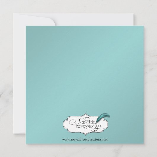 Aqua en zwart Elegant Jubileum Kaart (Achterkant)