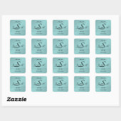 Aqua en Zwart Elegant Monogram Sticker (Vel)