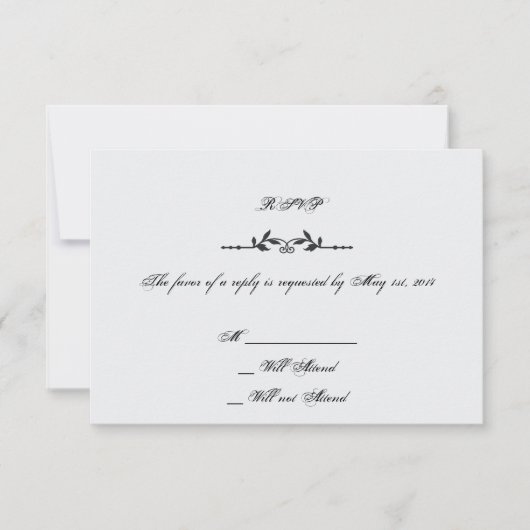 Aqua en Zwart Elegant Wedding Response Kaart (Voorkant)