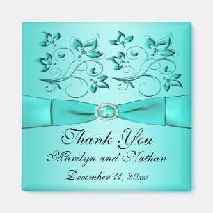 Aqua en Zwarte Bloemen Huwelijksgunst Magnetisch Magneet