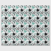 Aqua- en zwarte-meisjes-design cadeaupapier (Vlak)