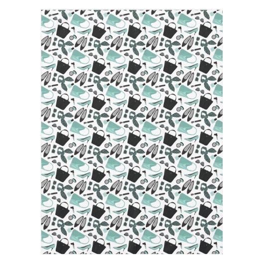 Aqua- en zwarte-meisjes-design tafelkleed (Voorkant)