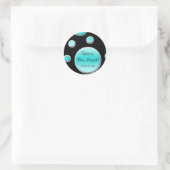 Aqua en Zwarte Polka Dot 1,5"Ronde Sticker (Tas)