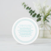 Aqua Encircled Round Wedding Invite Kaart (Staand voorkant)