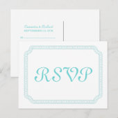 Aqua Encircled Ticket RSVP Briefkaart (Voorkant / Achterkant)