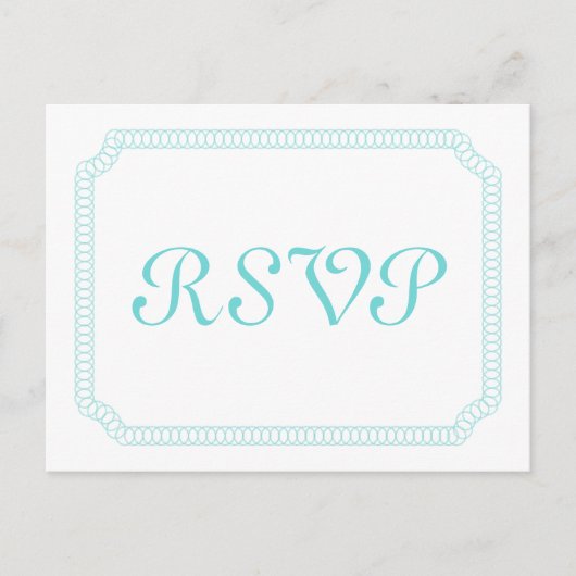Aqua Encircled Ticket RSVP Briefkaart (Voorkant)