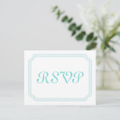 Aqua Encircled Ticket RSVP Briefkaart (Staand voorkant)