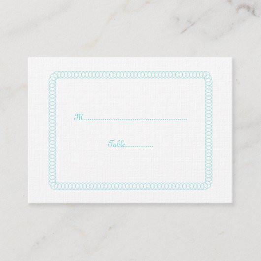 Aqua Encirled Ronde Wedding Place Card Plaatskaartje (Voorkant)