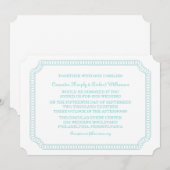 Aqua Encirled Ticket Wedding Invite Kaart (Voorkant / Achterkant)